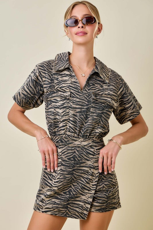 The Untamed Tiger Denim Romper